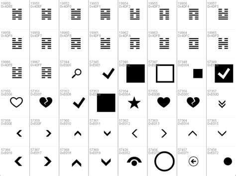 segoe ui symbol list